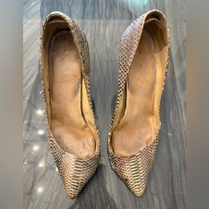 Christian Louboutin Grey Brown Snakeskin Python Embossed Pumps